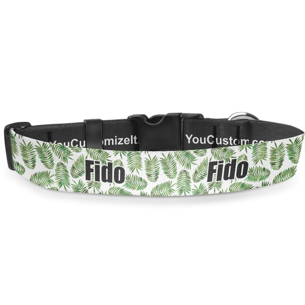 Custom Tropical Leaves Deluxe Dog Collar (Personalized)