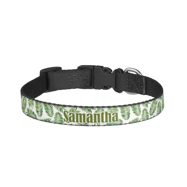 Custom Tropical Leaves Dog Collar - Small (Personalized)