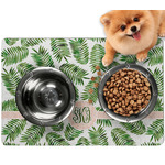 Tropical Leaves Dog Food Mat - Small w/ Monogram
