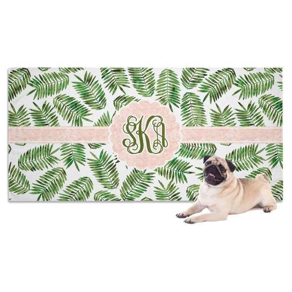 Custom Tropical Leaves Dog Towel (Personalized)