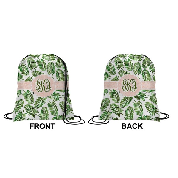 Tropical Leaves Drawstring Backpack Front & Back Small