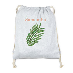 Tropical Leaves Drawstring Backpack - Sweatshirt Fleece - Double Sided (Personalized)