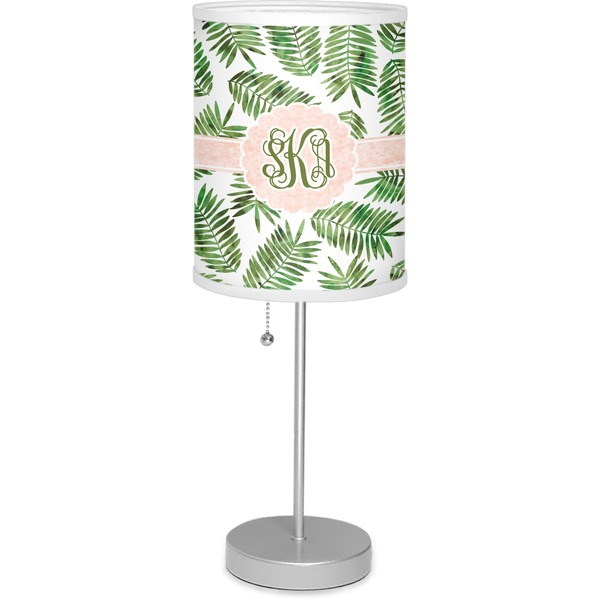 Custom Tropical Leaves Lamp with Drum Shade (Personalized)