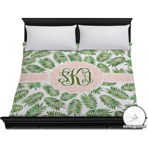 Custom Tropical Leaves Duvet Cover - King (Personalized)