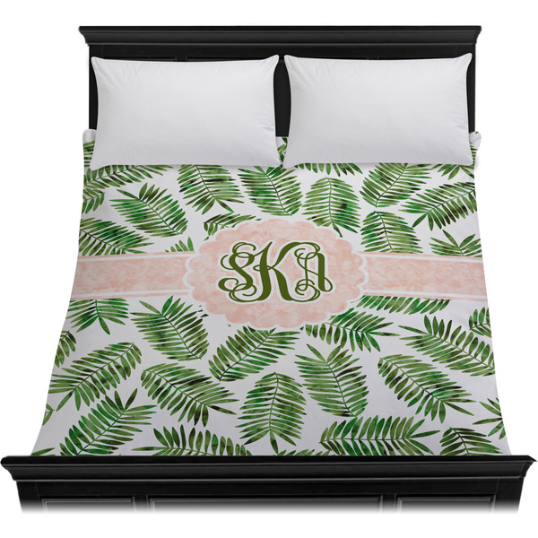 Tropical Leaves Duvet Cover - Queen - On Bed - No Prop