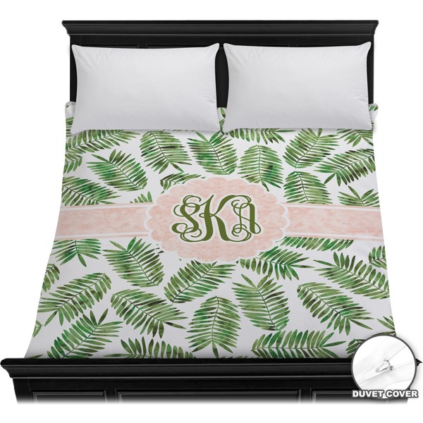 Custom Tropical Leaves Duvet Cover - Full / Queen (Personalized)