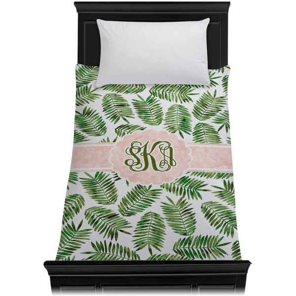 Tropical Leaves Duvet Cover - Twin - On Bed - No Prop
