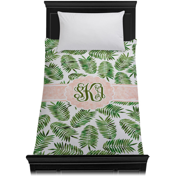 Tropical Leaves Duvet Cover - Twin XL - On Bed - No Prop
