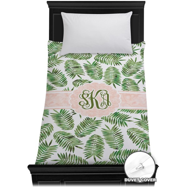 Custom Tropical Leaves Duvet Cover - Twin (Personalized)