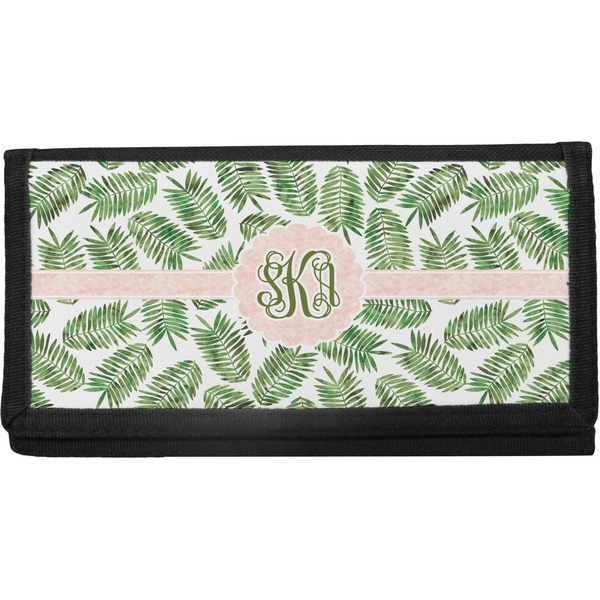 Custom Tropical Leaves Canvas Checkbook Cover (Personalized)