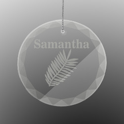 Tropical Leaves Engraved Glass Ornament - Round (Personalized)