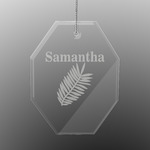 Tropical Leaves Engraved Glass Ornament - Octagon (Personalized)