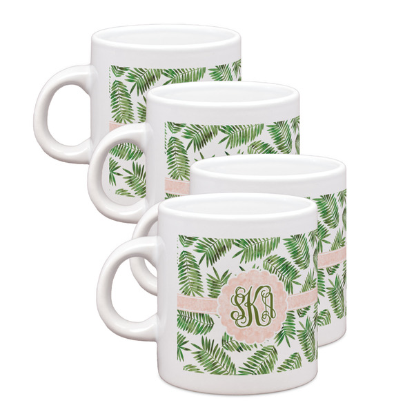 Custom Tropical Leaves Single Shot Espresso Cups - Set of 4 (Personalized)