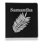 Tropical Leaves Leather Binder - 1" - Black (Personalized)