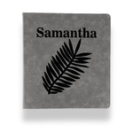Tropical Leaves Leather Binder - 1" - Grey (Personalized)