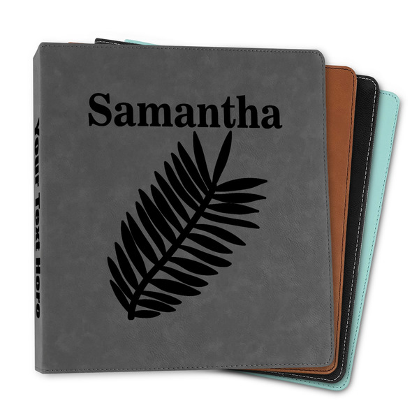 Custom Tropical Leaves Leather Binder - 1" (Personalized)