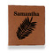 Tropical Leaves Leather Binder - 1" - Rawhide - Front View