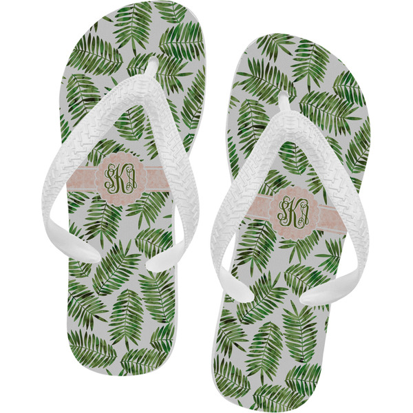 Custom Tropical Leaves Flip Flops - Medium (Personalized)