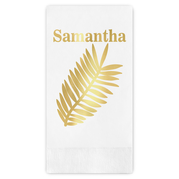 Custom Tropical Leaves Guest Napkins - Foil Stamped (Personalized)