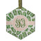 Tropical Leaves Frosted Glass Ornament - Hexagon