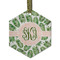 Tropical Leaves Flat Glass Ornament - Hexagon w/ Monogram