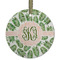 Tropical Leaves Frosted Glass Ornament - Round