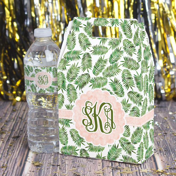 Tropical Leaves Gable Favor Box - In Context