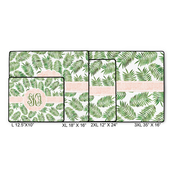 Tropical Leaves Gaming Mats - SIZE CHART