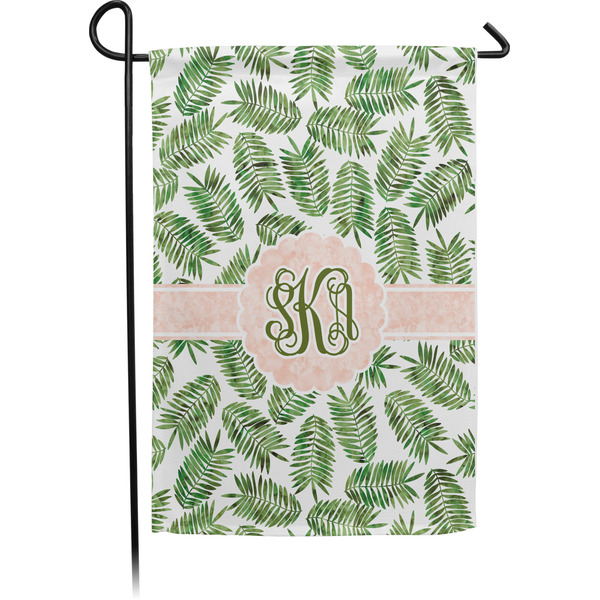 Custom Tropical Leaves Small Garden Flag - Single Sided w/ Monograms