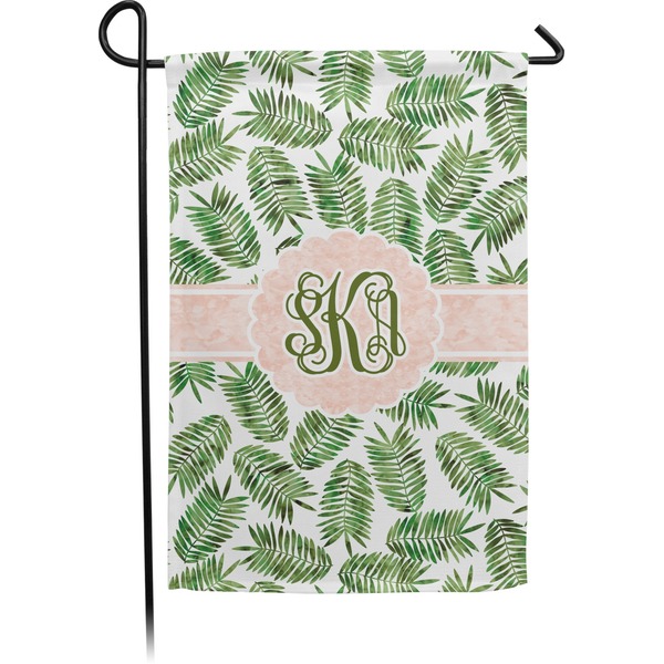 Custom Tropical Leaves Small Garden Flag - Double Sided w/ Monograms
