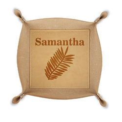 Tropical Leaves Genuine Leather Dice Tray (Personalized)