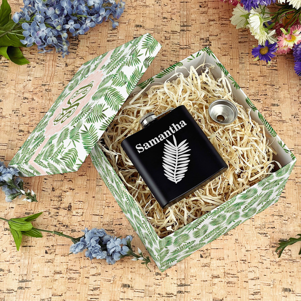 Tropical Leaves Gift Boxes with Lid - Canvas Wrapped - Large - In Context