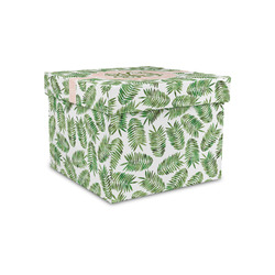 Tropical Leaves Gift Box with Lid - Canvas Wrapped - Small (Personalized)