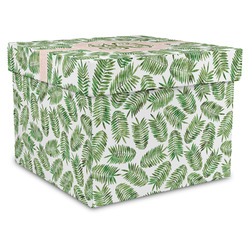 Tropical Leaves Gift Box with Lid - Canvas Wrapped - X-Large (Personalized)