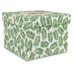 Tropical Leaves Gift Box with Lid - Canvas Wrapped - XX-Large (Personalized)