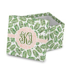 Tropical Leaves Gift Box with Lid - Canvas Wrapped (Personalized)