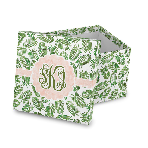 Custom Tropical Leaves Gift Box with Lid - Canvas Wrapped (Personalized)