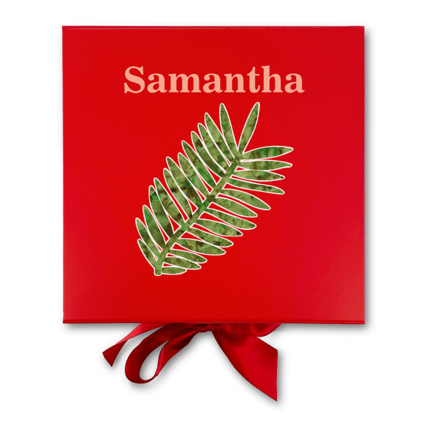 Tropical Leaves Gift Boxes with Magnetic Lid - Red - Approval