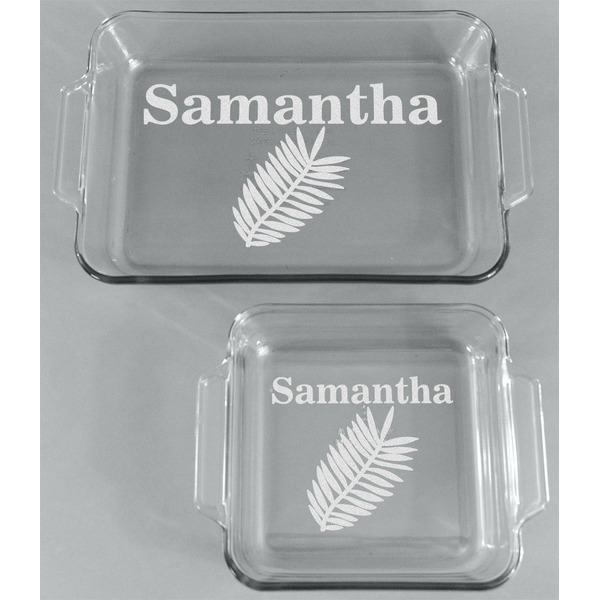 Tropical Leaves Glass Baking Dish Set - FRONT