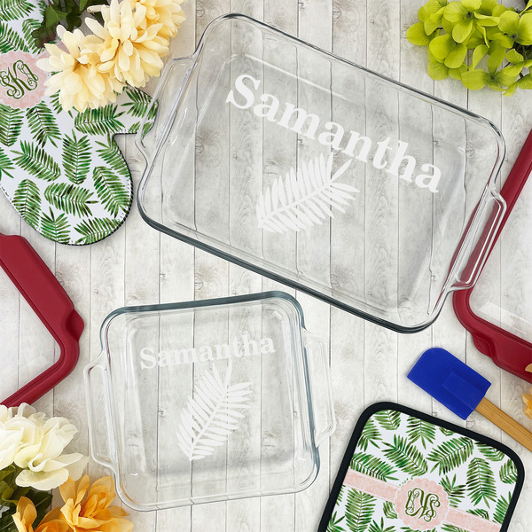 Tropical Leaves Glass Baking Dish Set - LIFESTYLE