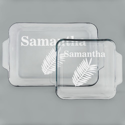 Tropical Leaves Set of Glass Baking & Cake Dish - 13in x 9in & 8in x 8in (Personalized)