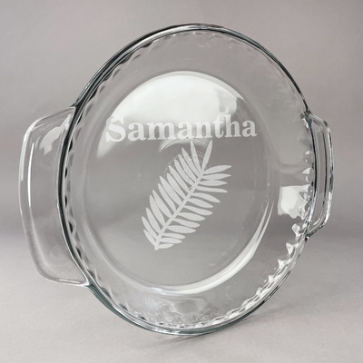 Tropical Leaves Glass Pie Dish - 9.5in Round (Personalized)