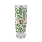 Tropical Leaves 2 oz Shot Glass -  Glass with Gold Rim - Set of 4 (Personalized)