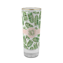 Tropical Leaves 2 oz Shot Glass -  Glass with Gold Rim - Single (Personalized)