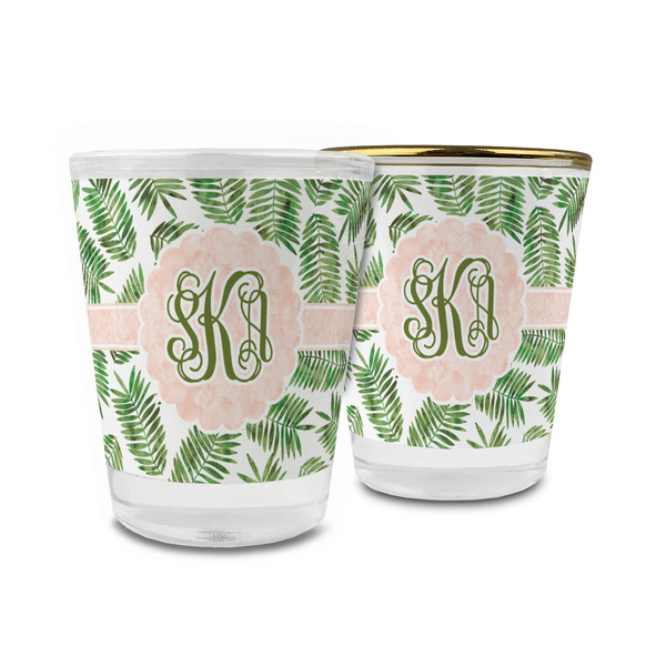 Custom Tropical Leaves Glass Shot Glass - 1.5 oz (Personalized)