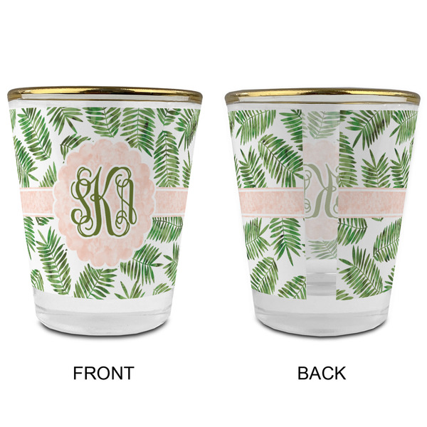 Tropical Leaves Glass Shot Glass - with gold rim - APPROVAL