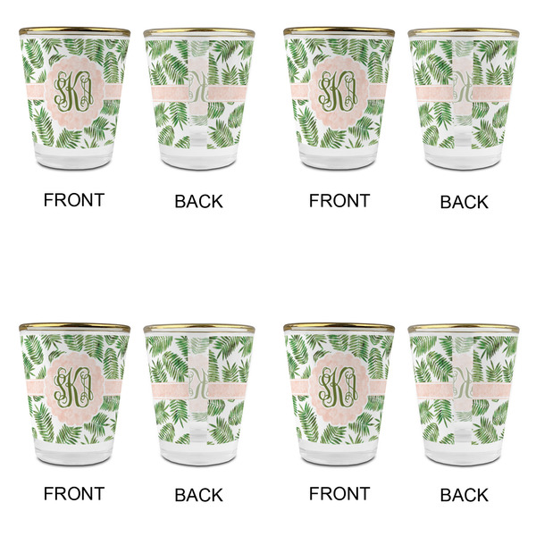 Tropical Leaves Glass Shot Glass - with gold rim - Set of 4 - APPROVAL