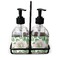 Tropical Leaves Glass Soap Lotion Bottle