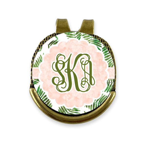 Custom Tropical Leaves Golf Ball Marker - Hat Clip - Gold