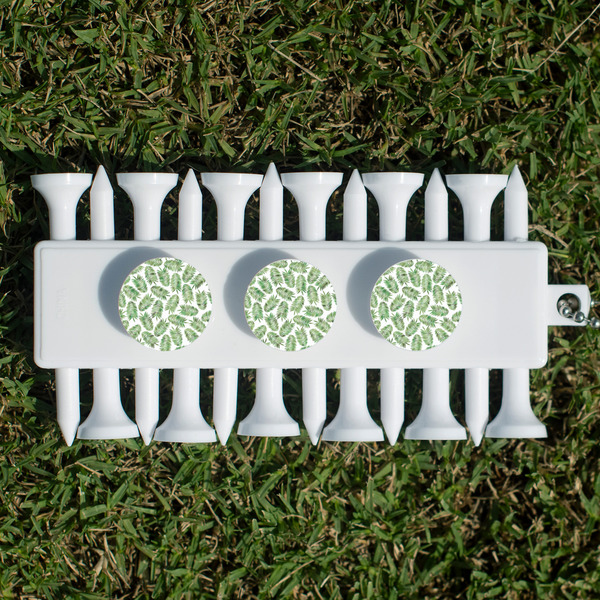 Tropical Leaves Golf Tees & Ball Markers Set - Back